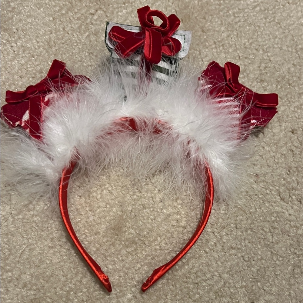 Festive Red and White Headband with Bow